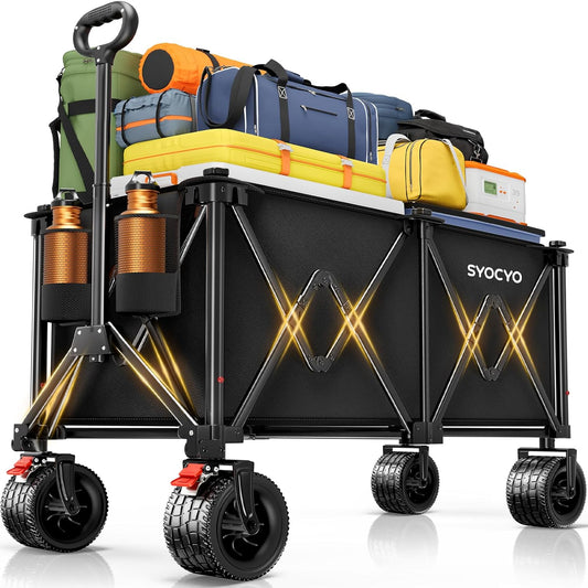 Collapsible Wagon Carts Foldable 570LBS Beach Wagon with Big All-Terra