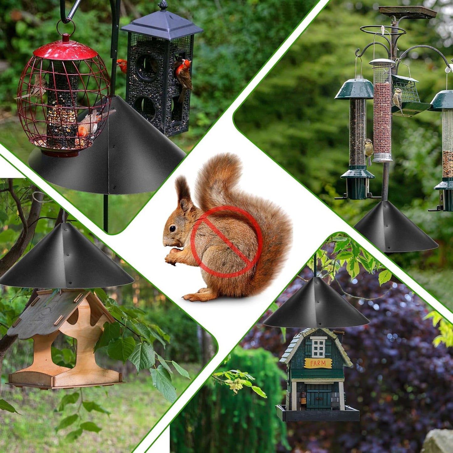 6 Sets 16 Inch Wide Squirrel Baffle for Bird Feeder Pole, Outside Pole Mount Stopper & Bird House Guard for Outdoor Shepherd's Hook Birds Feeder Squirrel Proof for Garden or Park