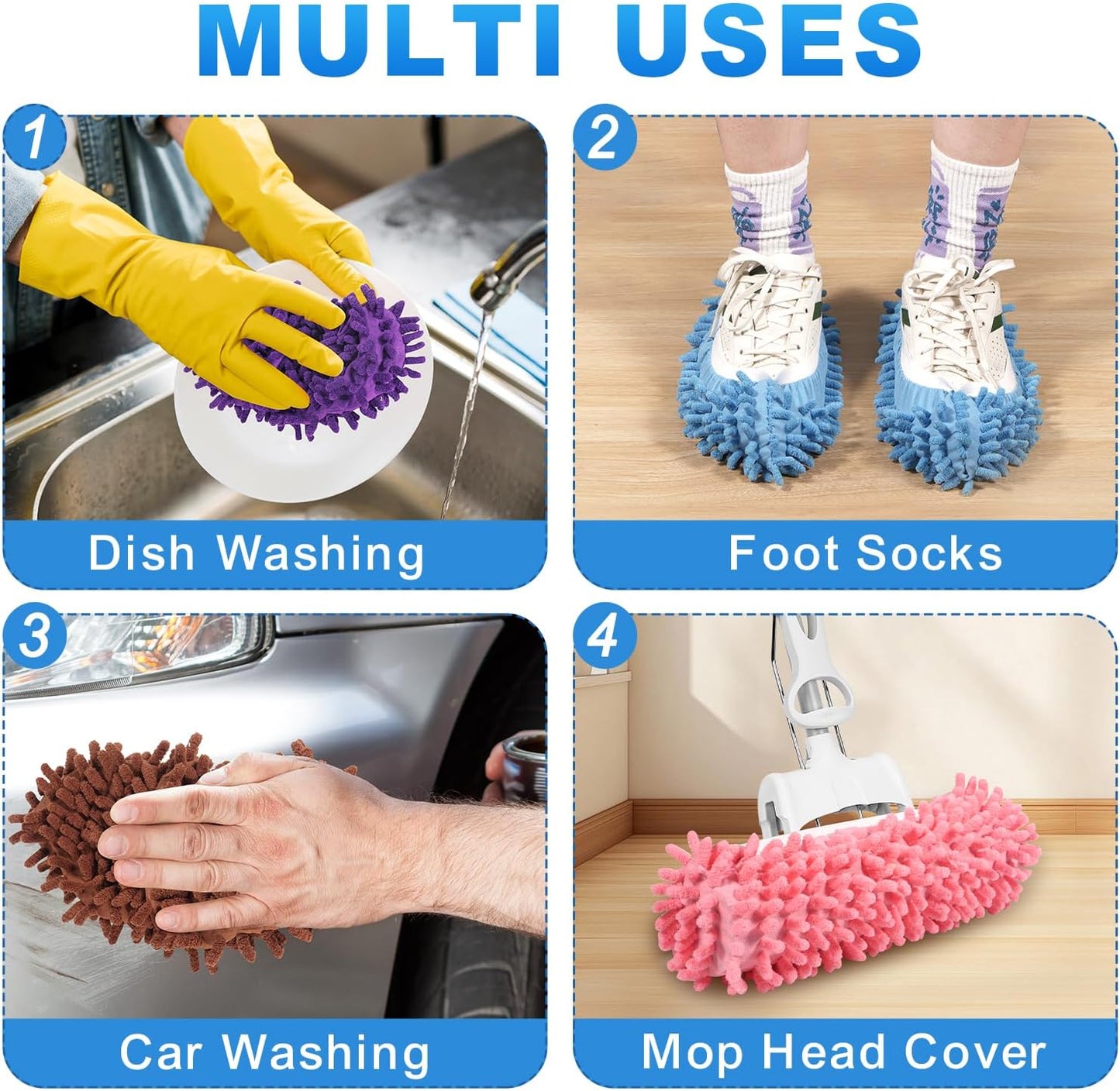 Mop Slippers Shoes 5 Pairs (10 Pieces) - Microfiber Cleaning House Mop