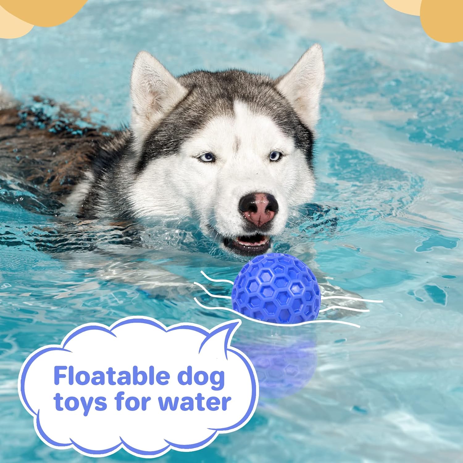 Indestructible Squeaky Dog Ball, Relieves Anxiety, Cleans Teeth, Inter