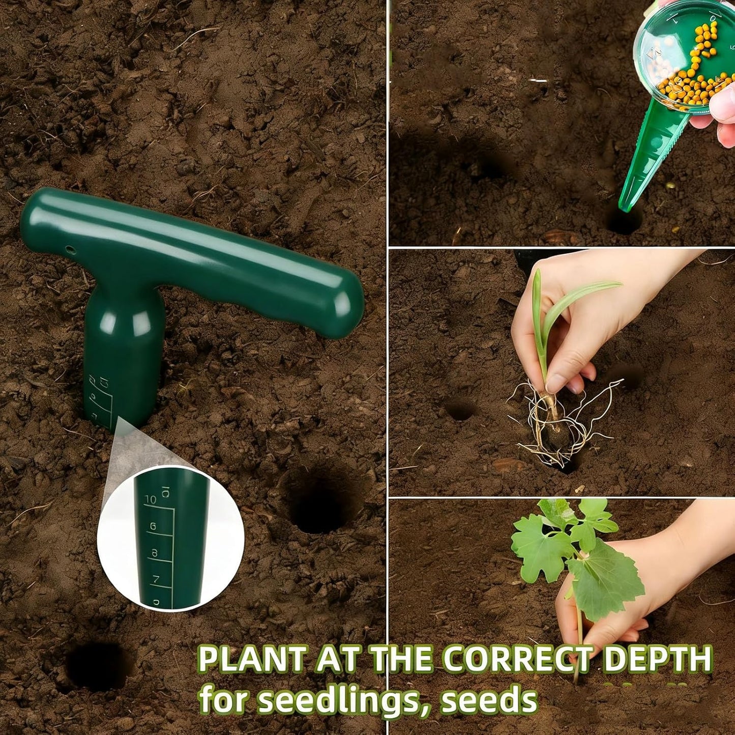 12 PCS Mini Seed Spreader Set, 2026 Premium Manual Seed Sower and Dibb
