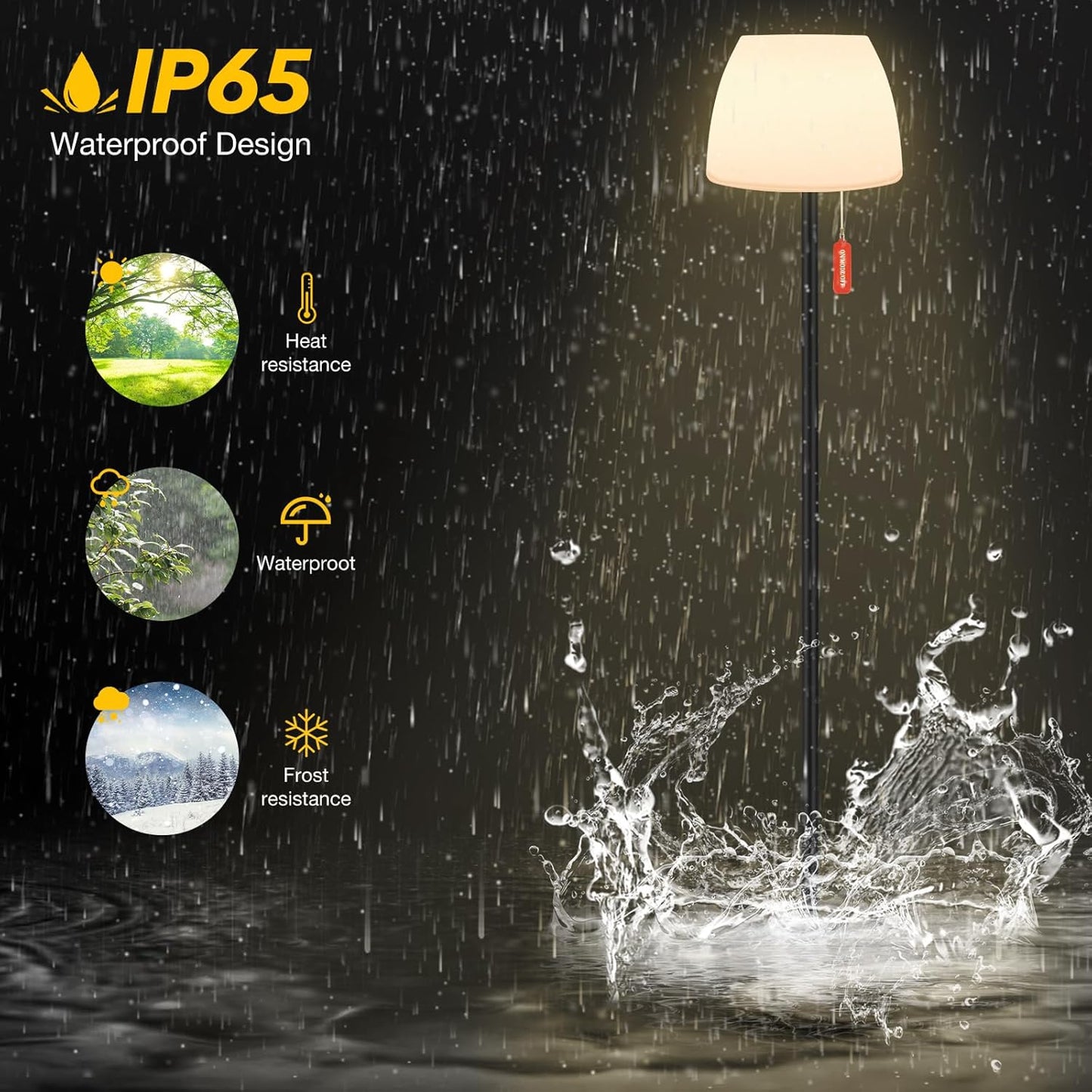 Qnkaa Outdoor Floor Lamp Solar Outdoor Lamps for Patio Waterproof Shower Lamp,LED Cordless Floor Lamp with Light Sensor,Rechargeable Dimmable Floor Lamp Warm White+RGB Solar Lamp for for Garden