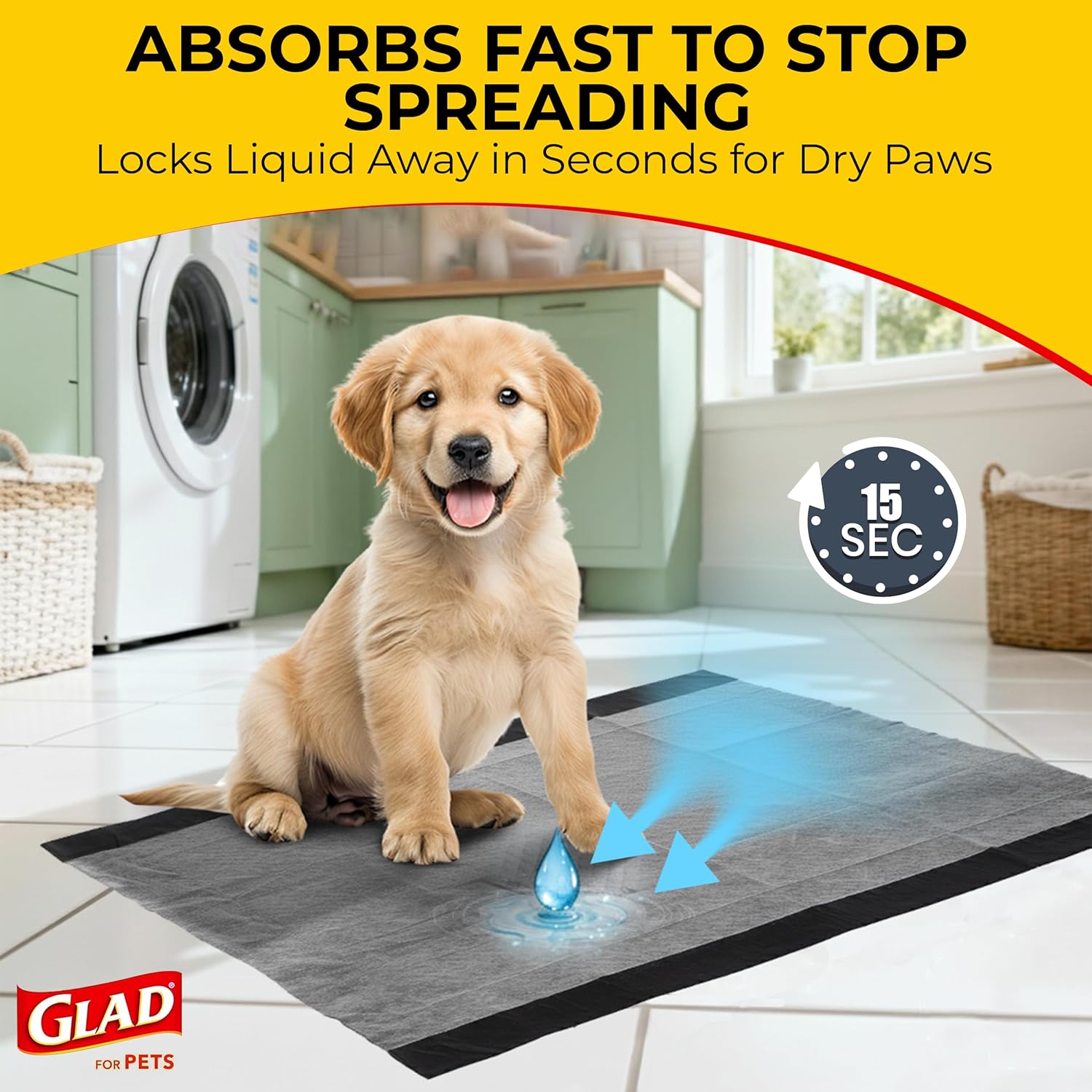 Glad for Pets Extra Large Charcoal Dog Training Pads, Absorbent Leak P