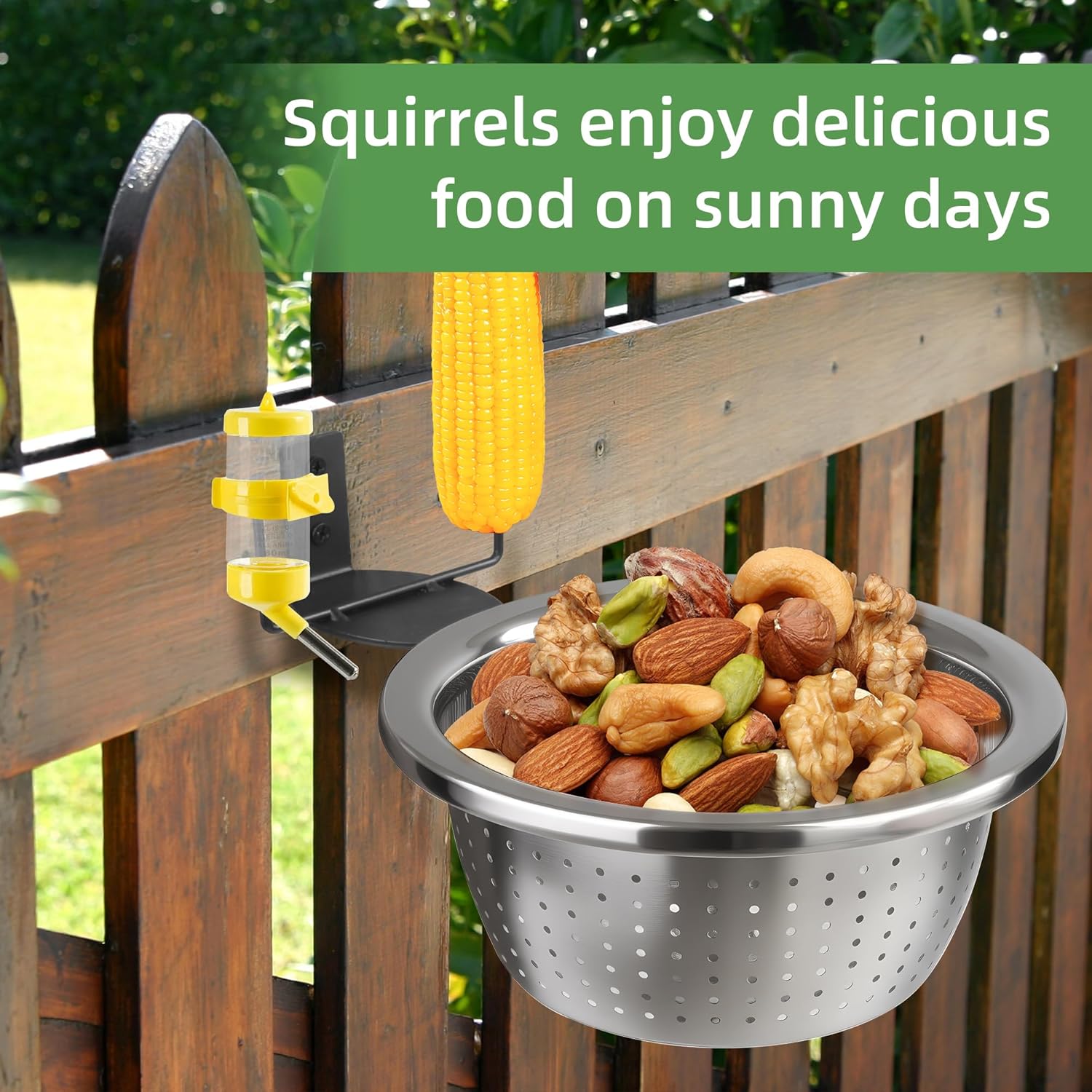 Outdoor Metal Wild Squirrel Feeder: Chipmunk Food Holder with Removabl