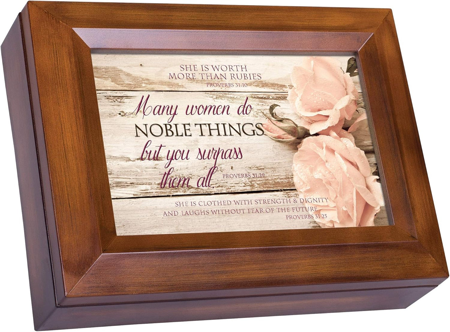 Cottage Garden Proverbs 31 Woman Distressed Wood Finish Jewelry Music 