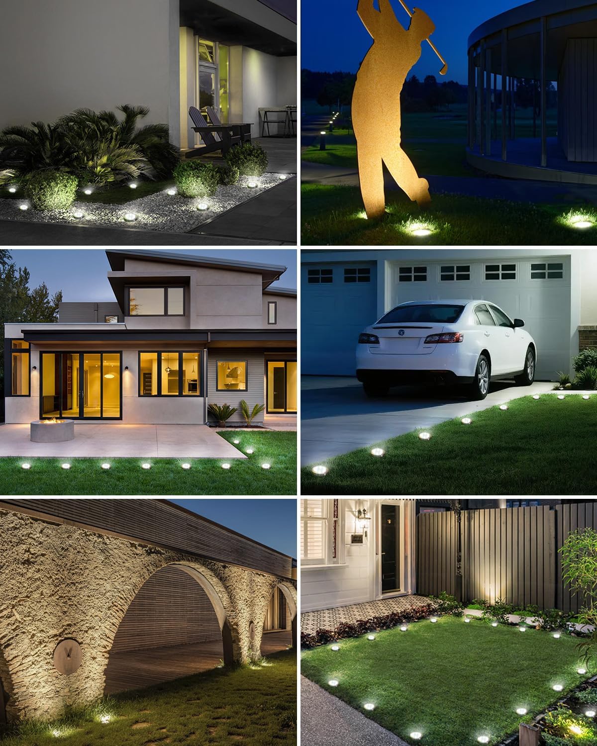 btfarm 16 Pack Solar Lights Outdoor, 8 LED Solar Ground Lights IP65 Wa