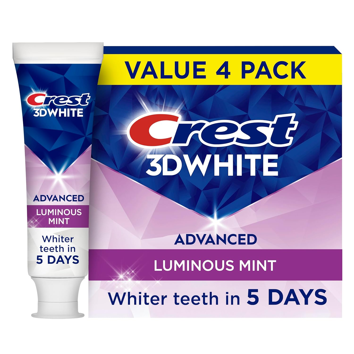 Crest 3D White Advanced Luminous Mint Teeth Whitening Toothpaste, Cres