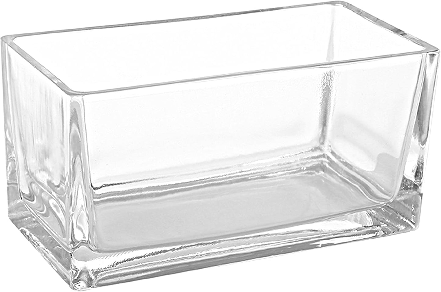 MyGift 7.8 inch Modern Rectangular Glass Vase, Trough Planter, Tabletop Glass Terrarium