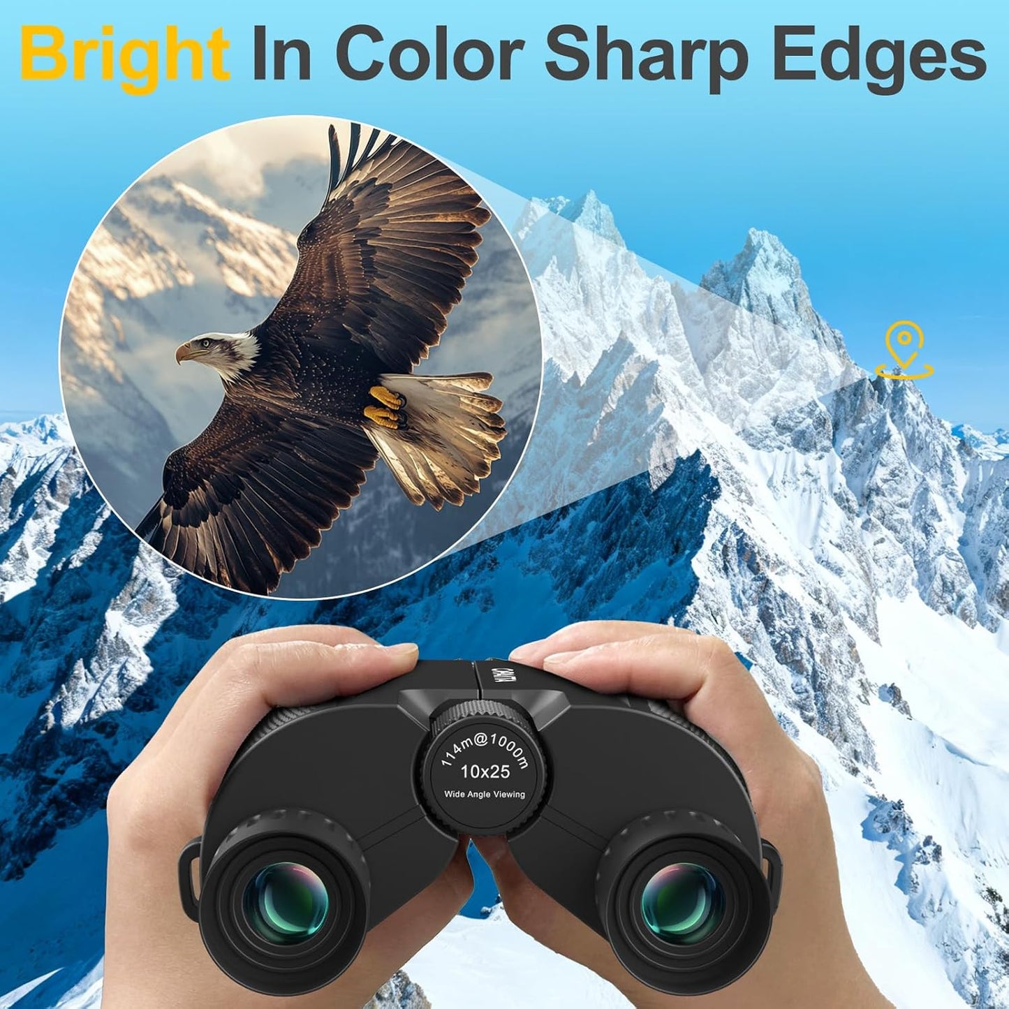 10x25 Compact Binoculars for Adults Kids - Small Binoculars for Birdwatching - High Power Easy Focus Waterproof Lightweight Binocular for Hunting Travel Concert