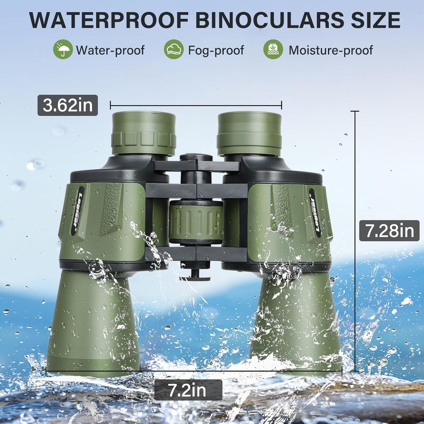 15x50 HD Binoculars Spotting Scope for Birding for Adults High Powered - Large View Compact Binoculars with Low Light Vision, Waterproof Hunting for Bird Watching