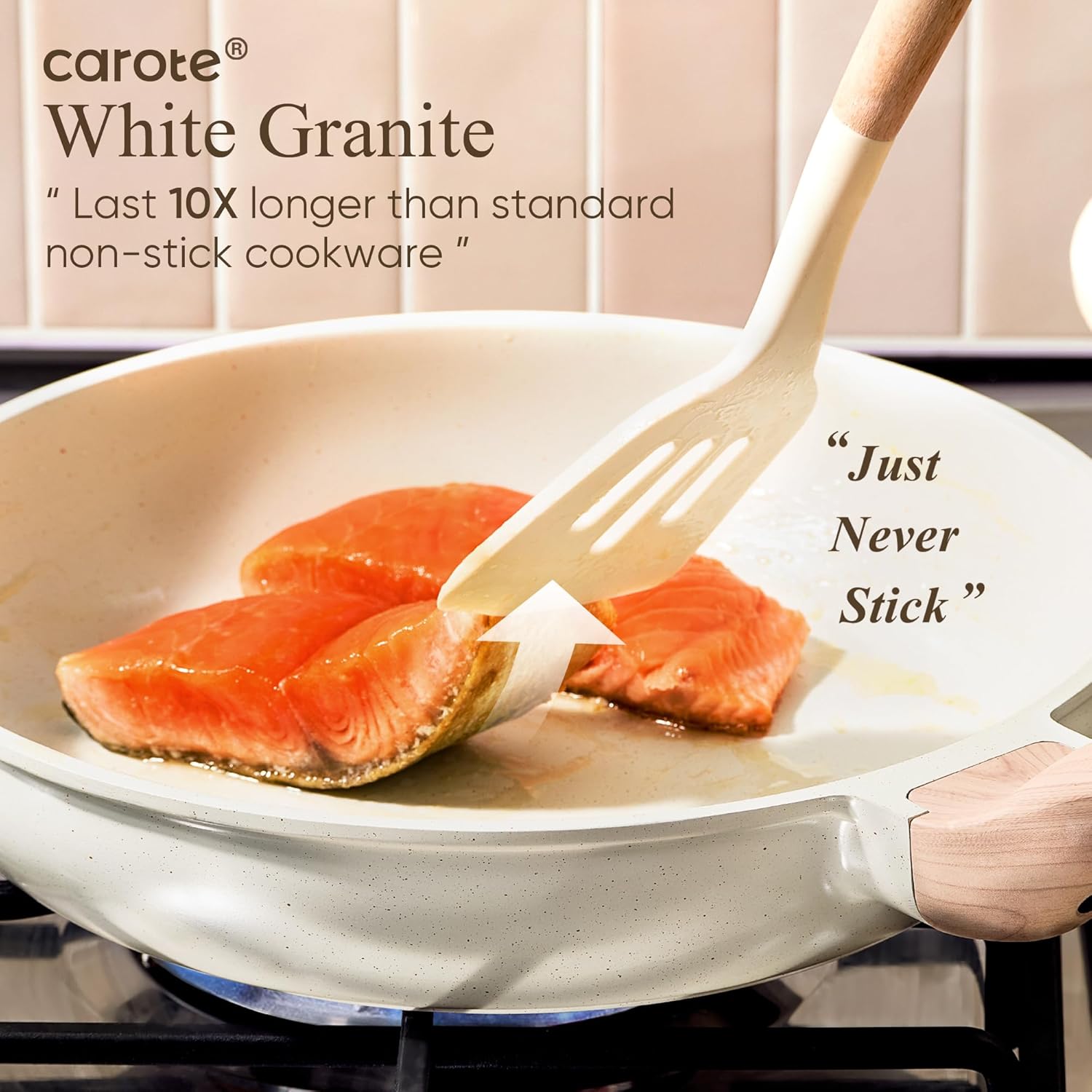 CAROTE 21Pcs Pots and Pans Set, Nonstick Cookware Sets, White Granite 