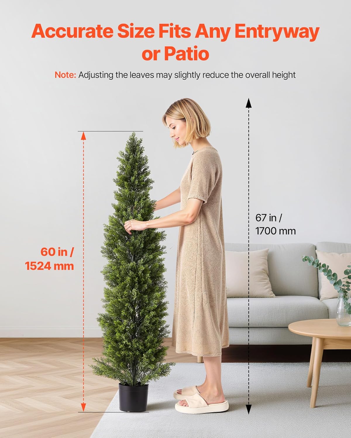 VEVOR Artificial Cedar Topiary Trees, 60 inch 2 Set Faux Pine Shrubs P