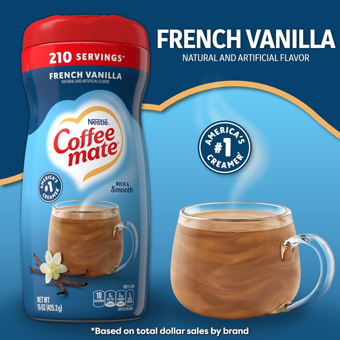 Coffee-mate French Vanilla Powdered Coffee Creamer, 15-Ounce Packages (Pack of 6)
