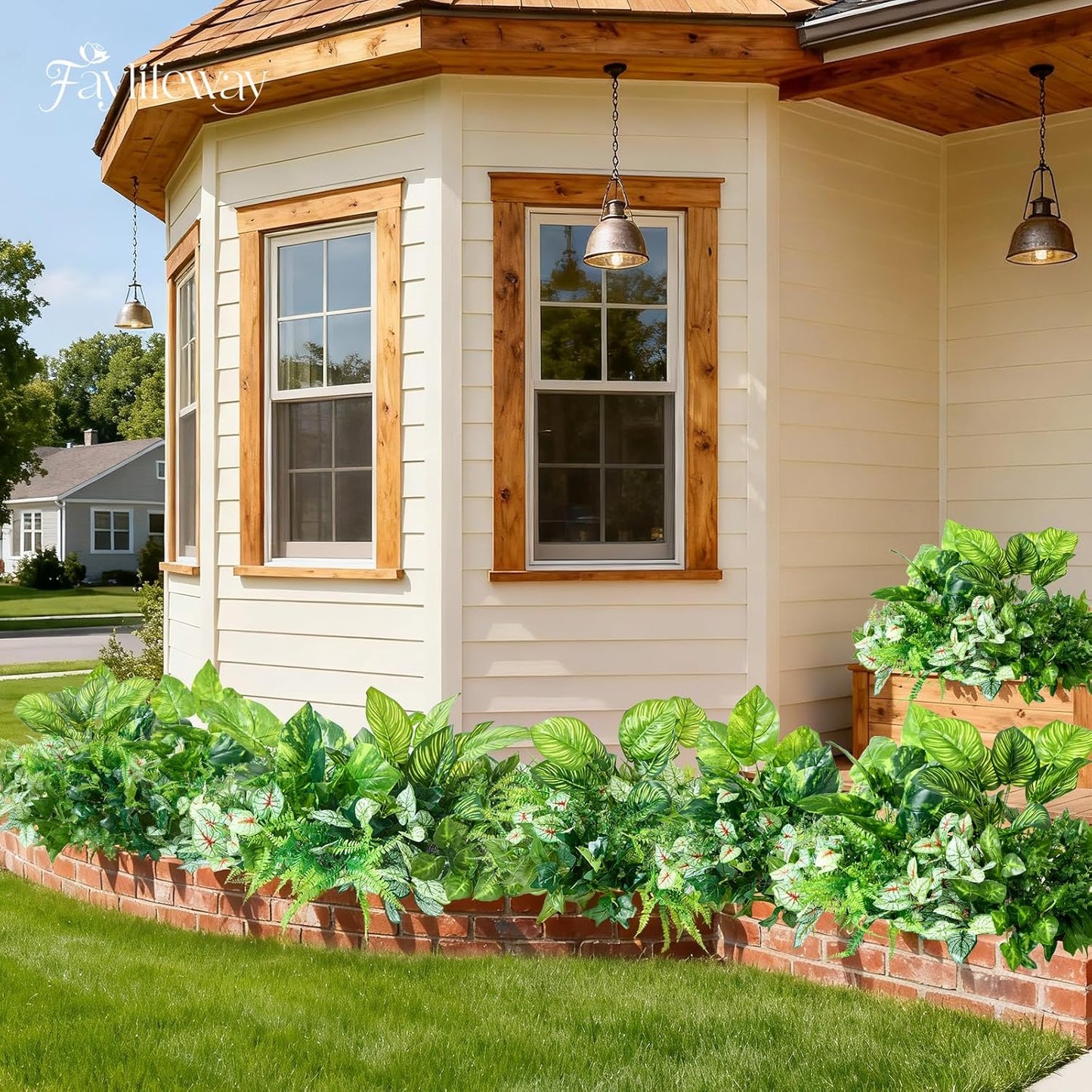 12 Bundles Artificial Plants Outdoor,UV Resistant Fake Greenery Stems with Large Shrubs Faux Plastic Plant for Outside Front Porch Planters Garden Window Box Patio Decor(Pot Not Included)