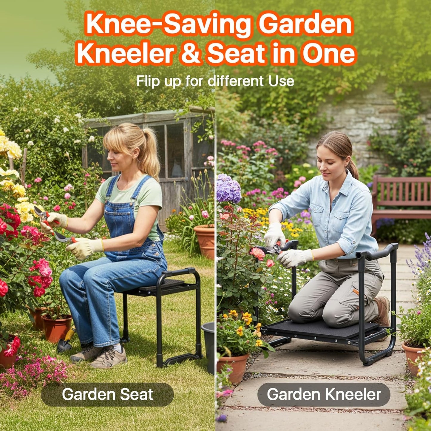 Garden Kneeler and Seat Heavy Duty, Wider and Thicker Kneeling Pad for