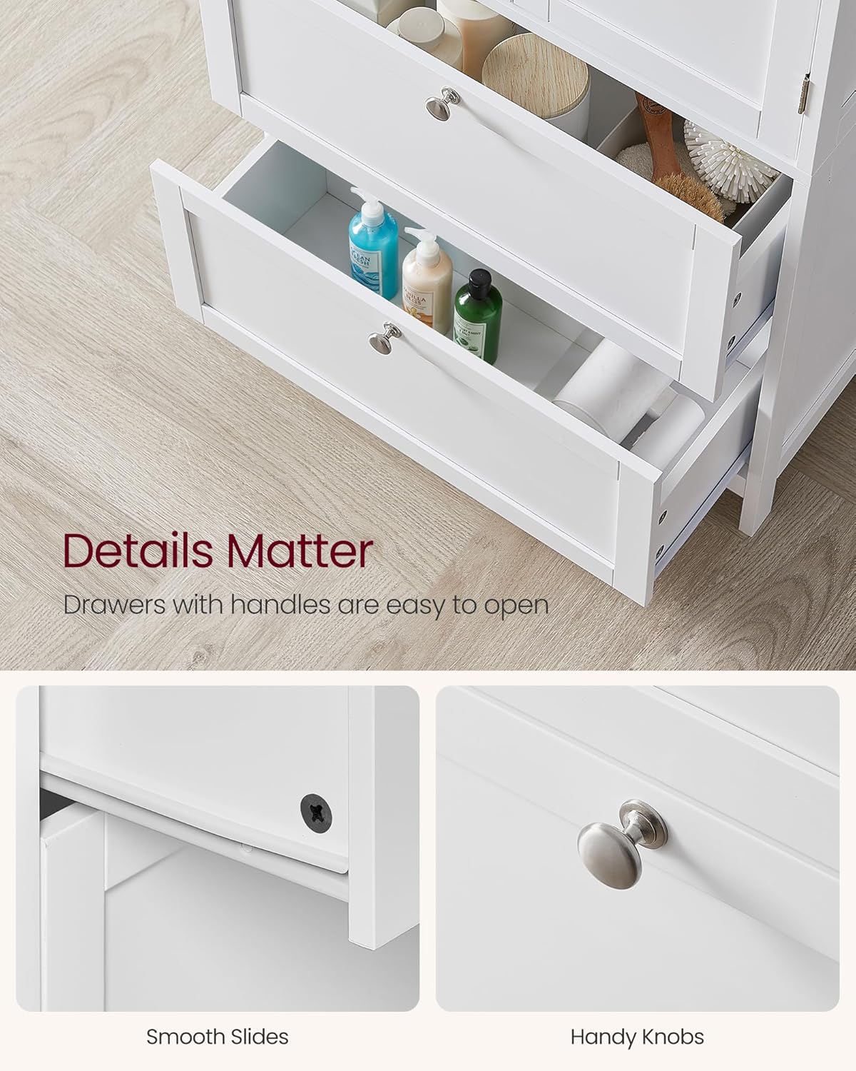 VASAGLE Bathroom Floor Storage Cabinet, Bathroom Storage Unit, Freesta