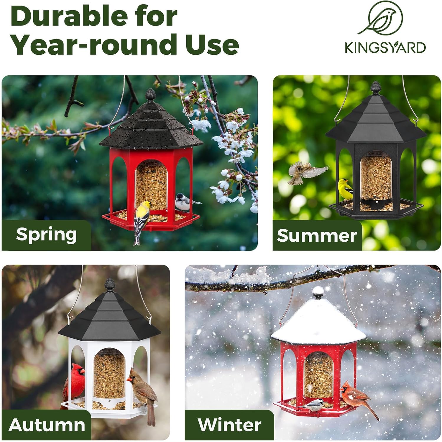 Kingsyard Metal Bird Feeder for Outdoors Hanging, 3 lbs Seed Feeder, W