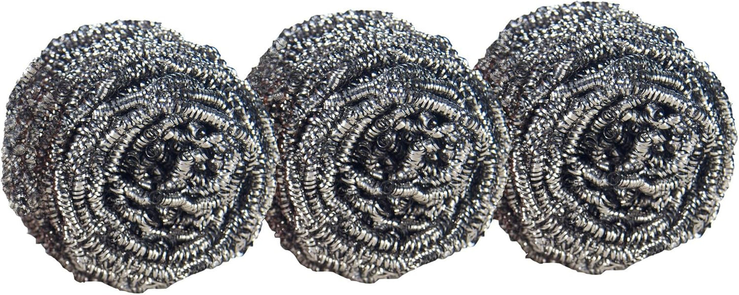 Scotch-Brite Stainless Steel Scrubbers, Scouring Pads for Cleaning Tough Baked-On Messes, Metal Scrubbers for Cleaning Dishes, 3 Scrub Pads