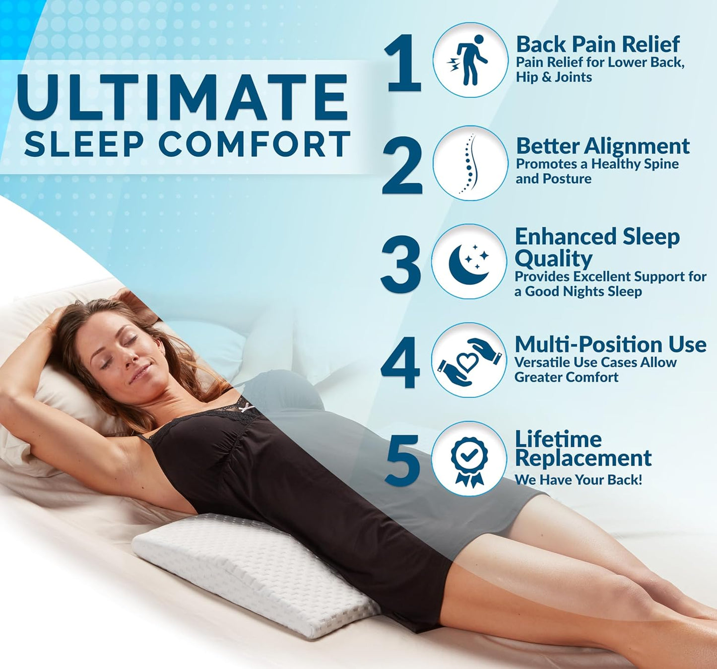 ComfiLife Lumbar Support Pillow for Sleeping Memory Foam Pillow for Ba
