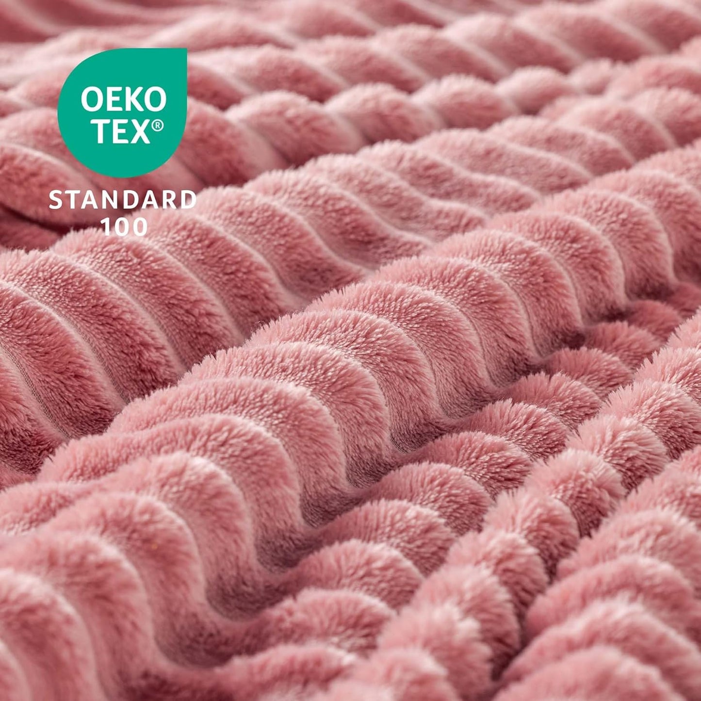 BEDELITE Fleece Throw Blanket for Couch – 3D Ribbed Jacquard Soft and Warm Decorative Fuzzy Blanket – Cozy, Fluffy, Plush Lightweight Pink Throw Blankets for Bed, Sofa, 50x60 inches