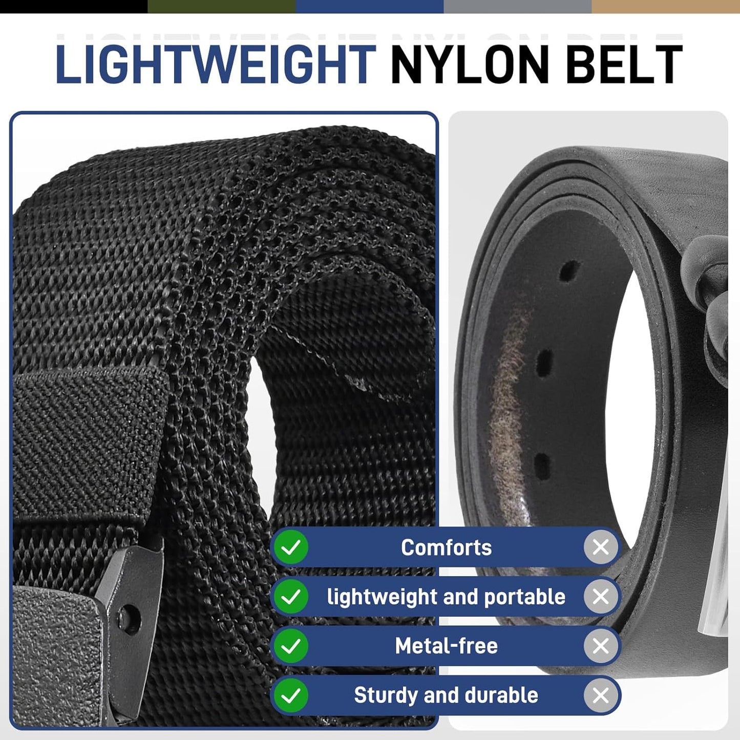 Tactical Men's Nylon Belts,5 Pack Mens Belts Casual，Military Canvas Ou
