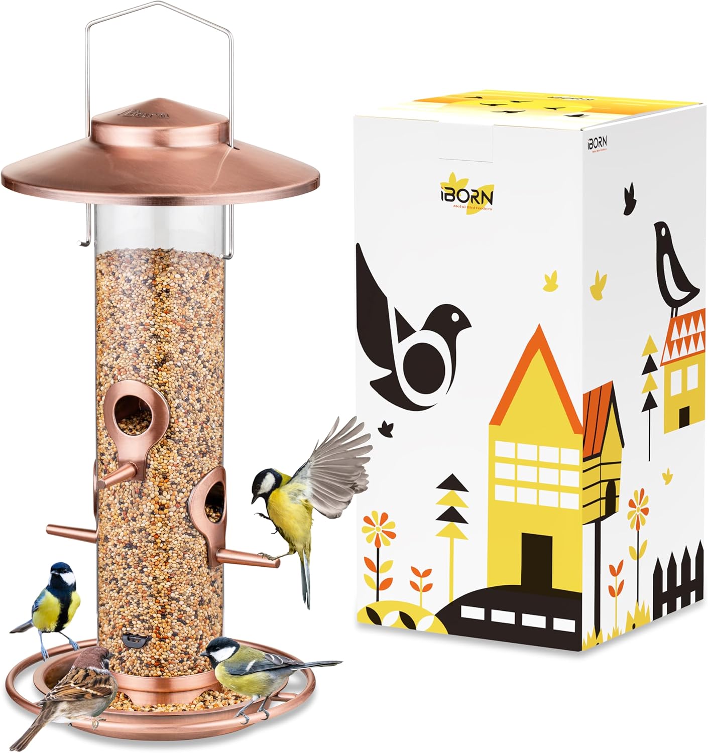 iBorn Bird Feeders for Outdoors, 2LB Metal Bird Feeders 17cm Large Roo