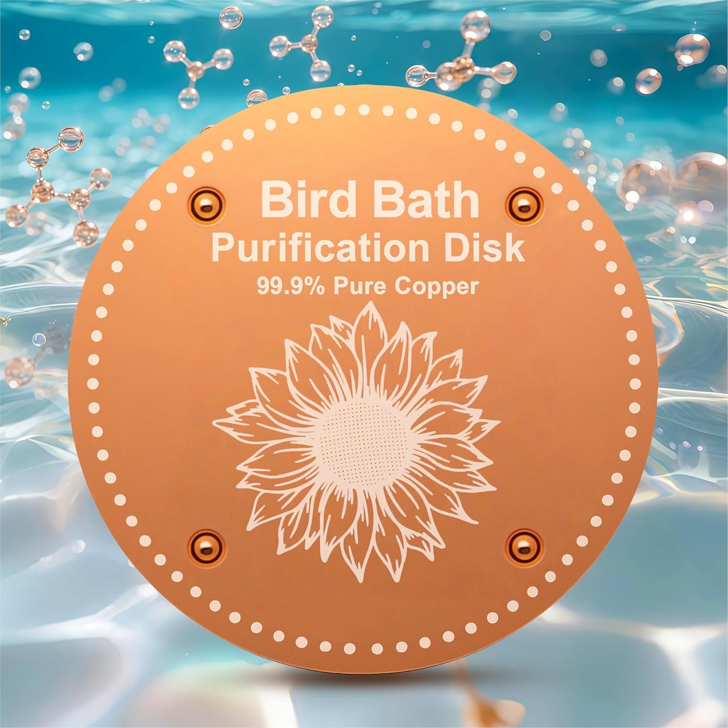 Bird Bath Purification Disk Pure Copper Outside Winter Solar Power Bir