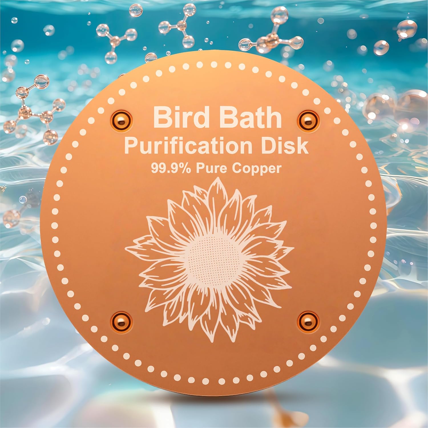 Bird Bath Purification Disk Pure Copper Outside Winter Solar Power Bir
