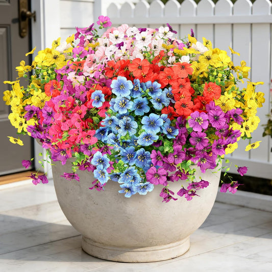 Artificial Flowers for Outdoors, 16 Bundles UV Resistant Fake Outdoor 