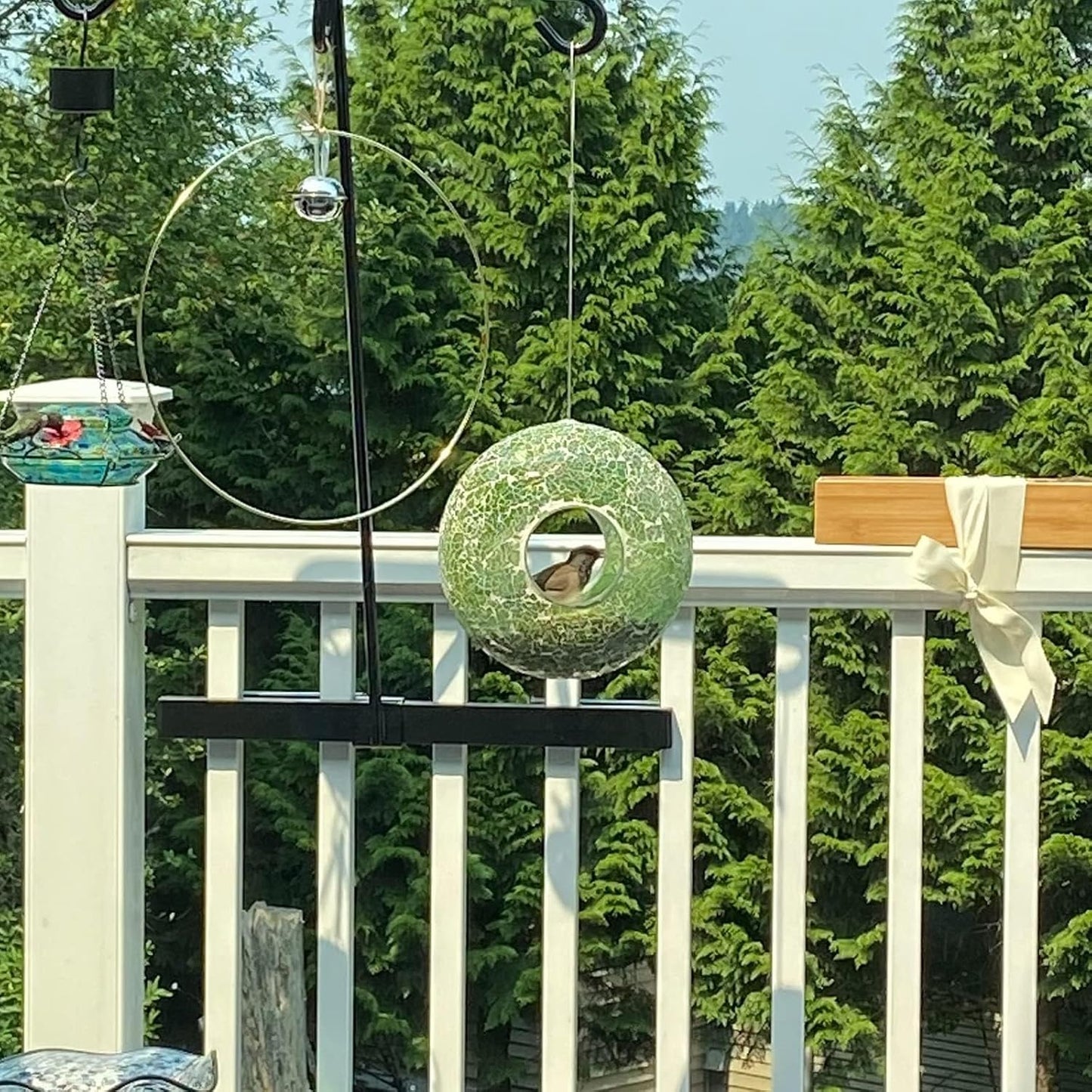 Fly Through Wild Bird Feeder Garden Hanging Bird Feeder Mosaic Circle 
