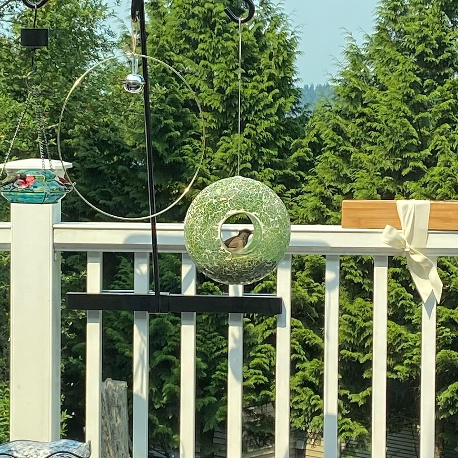 Fly Through Wild Bird Feeder Garden Hanging Bird Feeder Mosaic Circle 