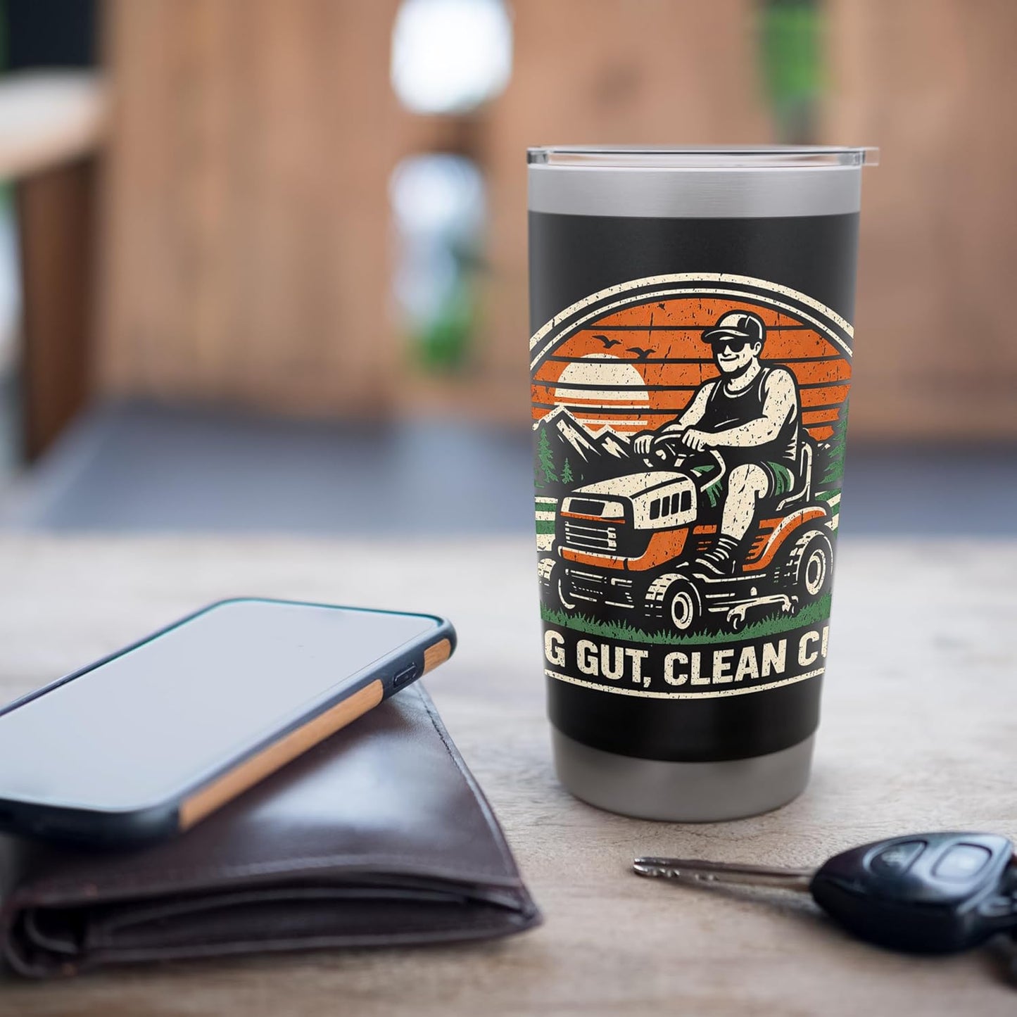 Funny Lawn Care Ride on Lawn Mower Dad Bod Father's Day Stainless Steel Insulated Tumbler