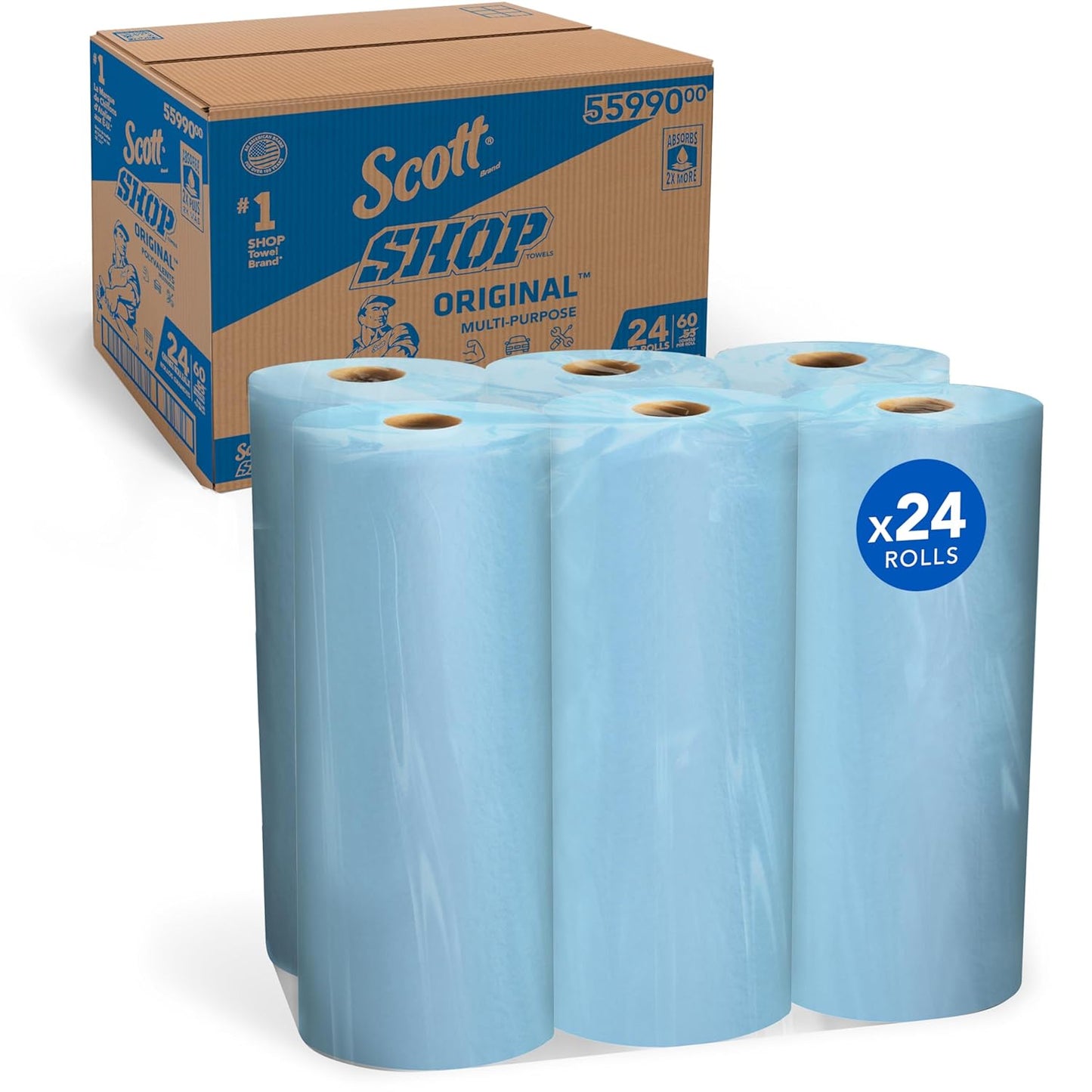 Scott Shop Original Blue Towels (55990), Large 9.4”x11 Cloth-like Pape