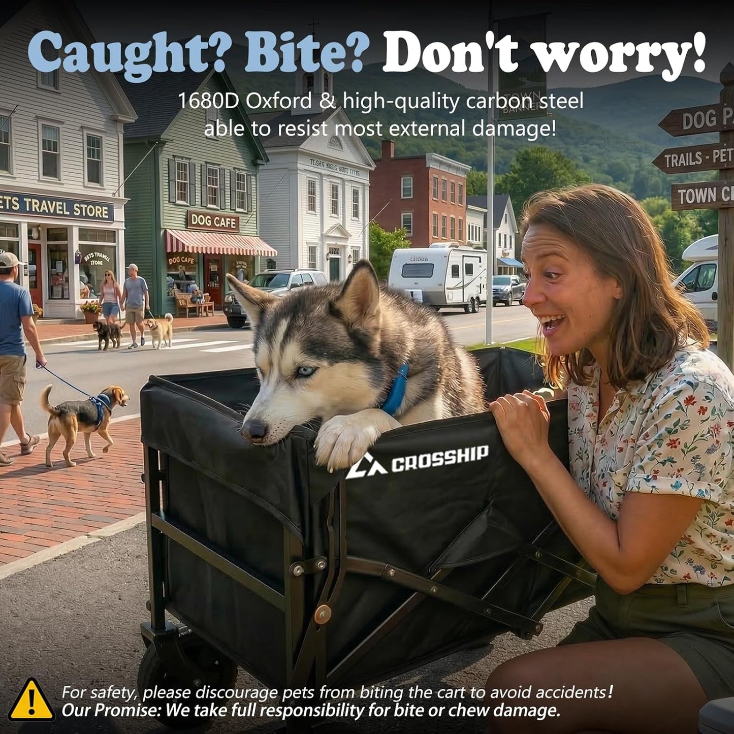 Folding Pet Wagon for Dogs - 330 lbs Heavy Duty Dog Cart, All-Terrain Collapsible Wagon for Beach, Shopping & Camping, Garden Cart with Drop-Down Tailgate for 2 Medium or 1 Large Dog