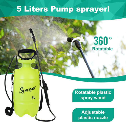 MaxWorks 51022 Pump-Action Garden Sprayer 5L/1.32 Gal with Adjustable 