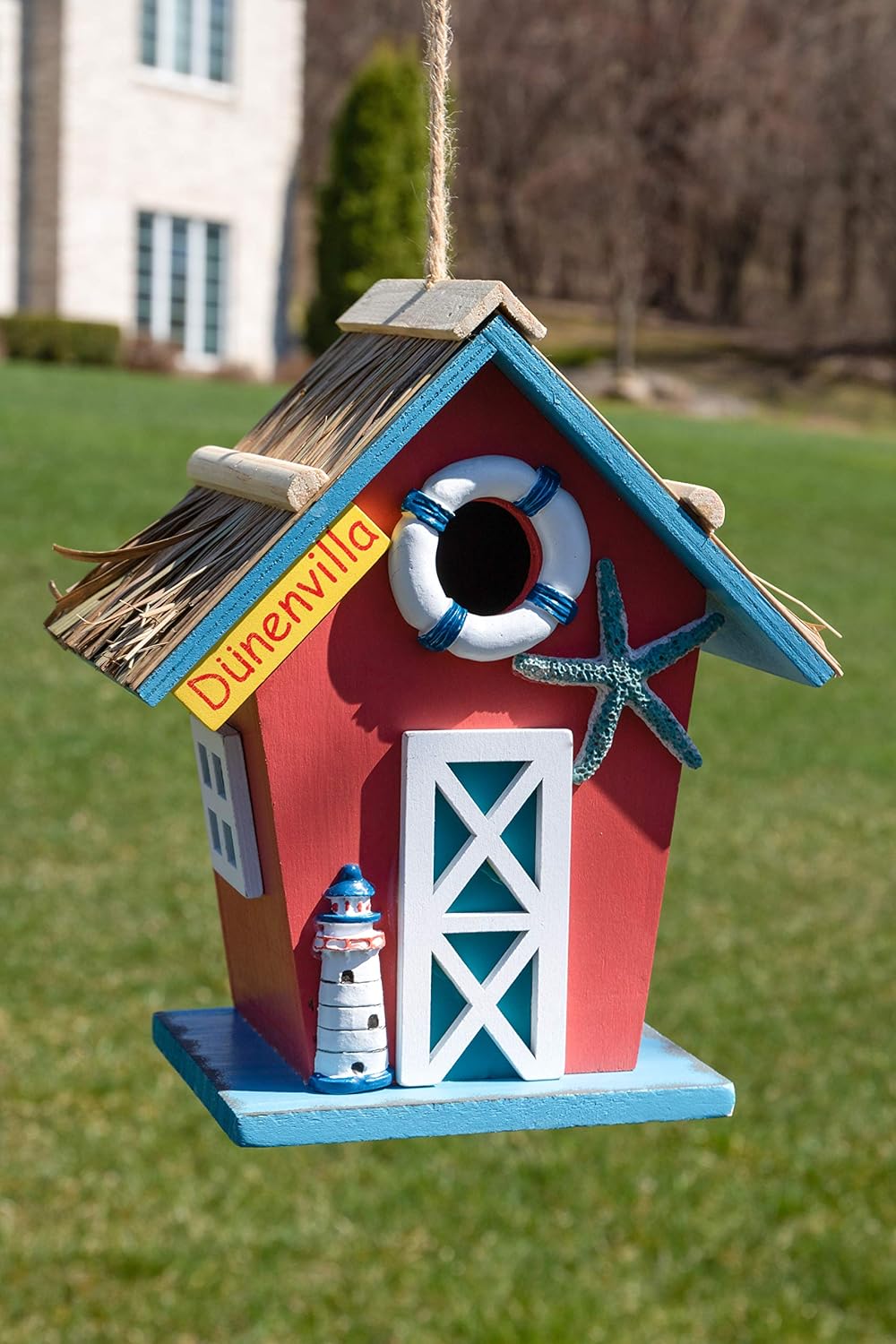 CLEVER GARDEN Hanging Birdhouse, Decorative Outdoor Bird Feeder for Hu