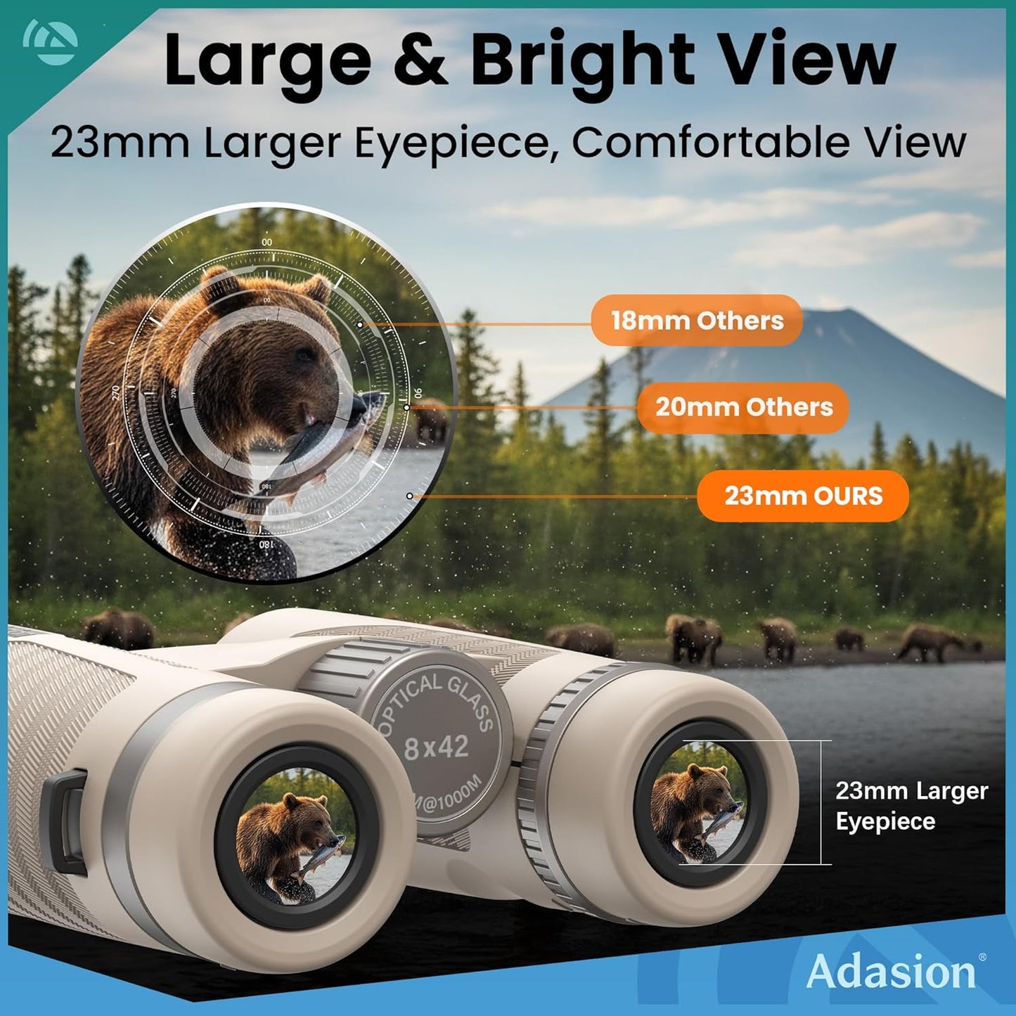 8x42 HD Binoculars for Adults High Powered with Phone Adapter and Trip