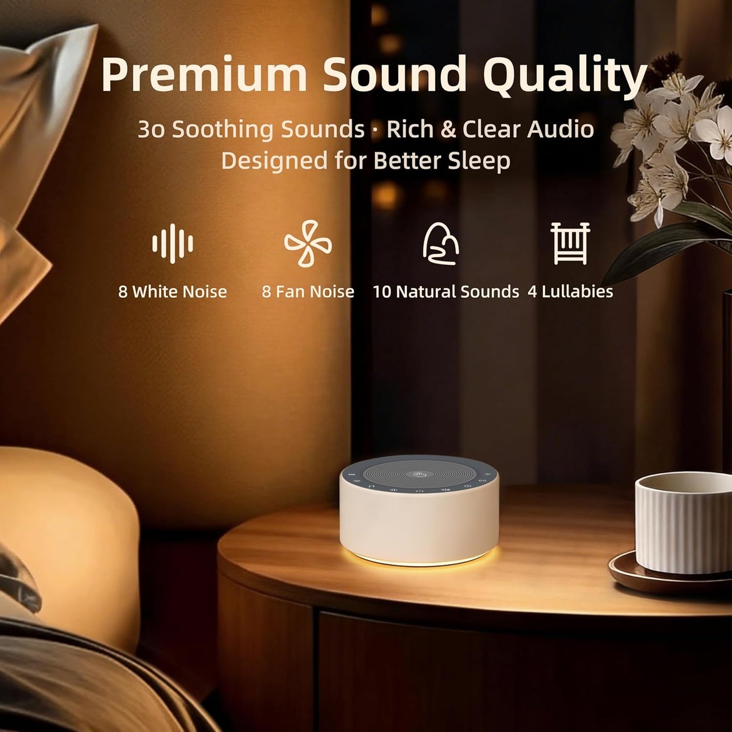 Kipcush White Noise Machine with Night Light – Nursery Sound Machine w