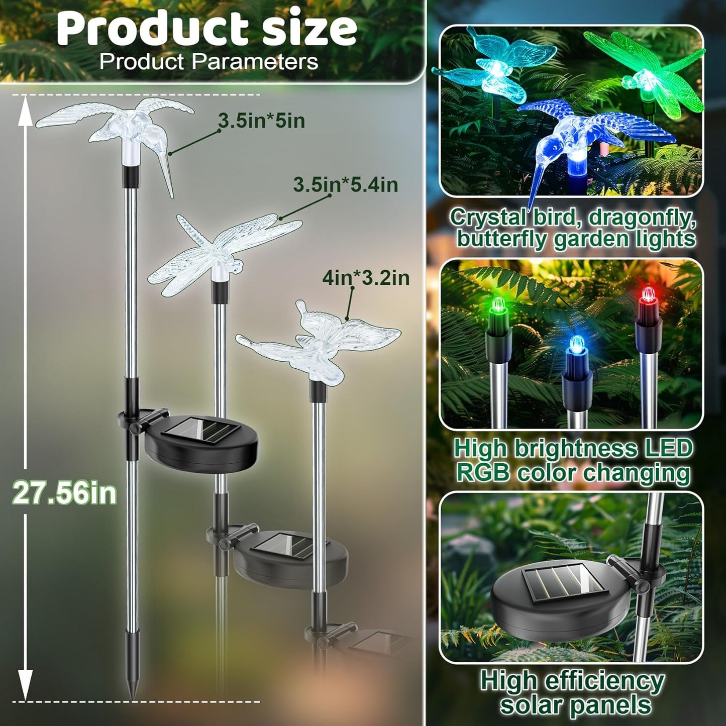 Anordsem Solar Garden Lights Outdoor: 6 Waterproof PVC Insect Stake Li