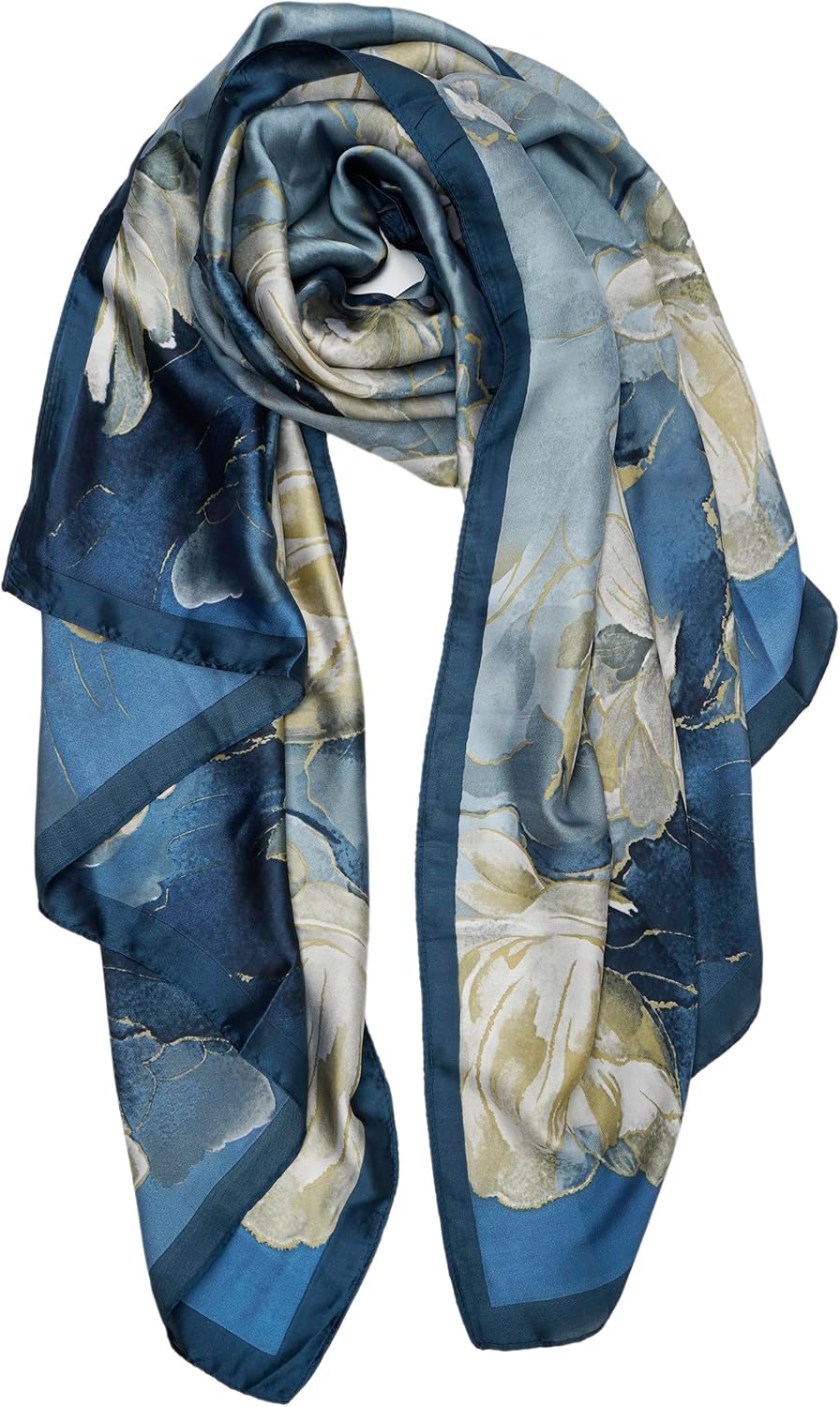 YOUR SMILE Large Mulberry Silk Feeling Long Stain Scarf Lightweight Su