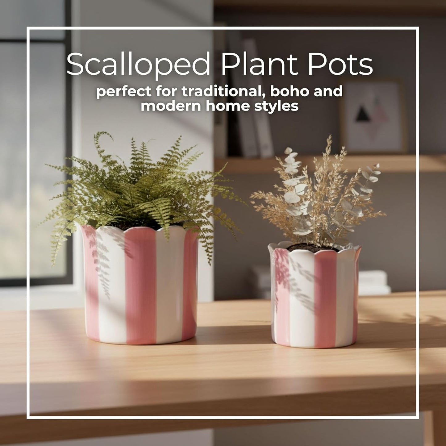 Set of 2 Ceramic Planters – Planter Pots for Greenery, Indoor or Outdo