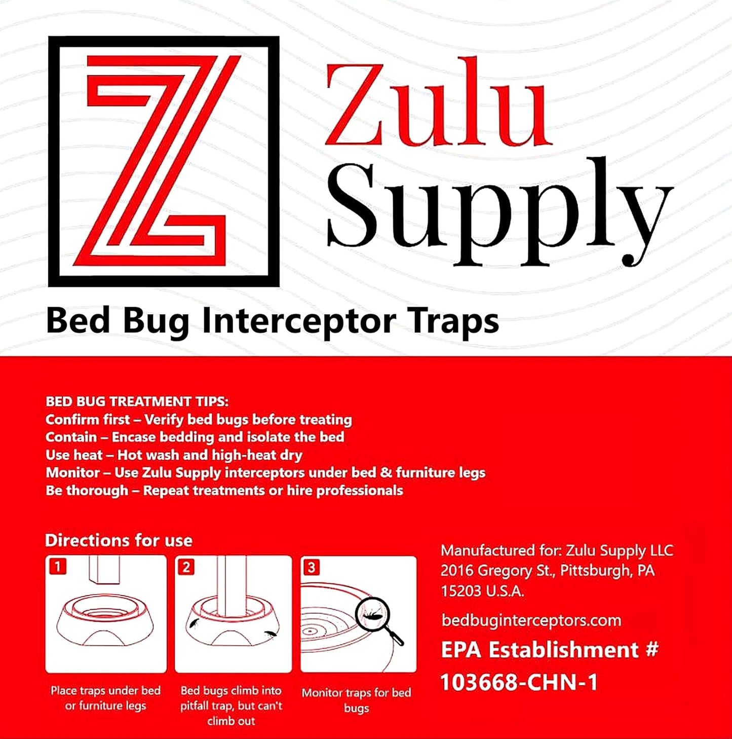 Bed Bug Interceptor Traps – Clear 8-Pack Passive Monitor & Detection T