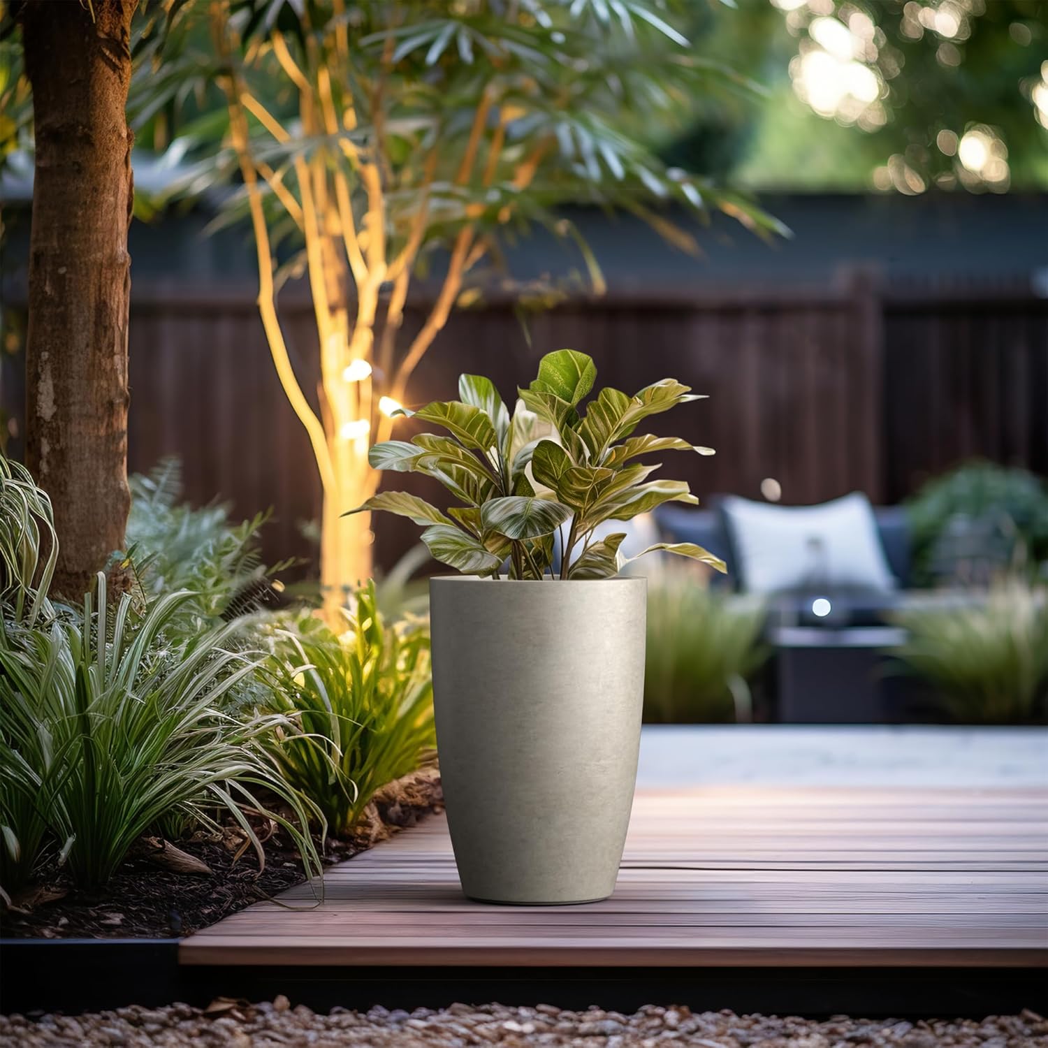 Kante 18.1" H Tall Round Concrete Planter for Outdoor Indoor, Modern D