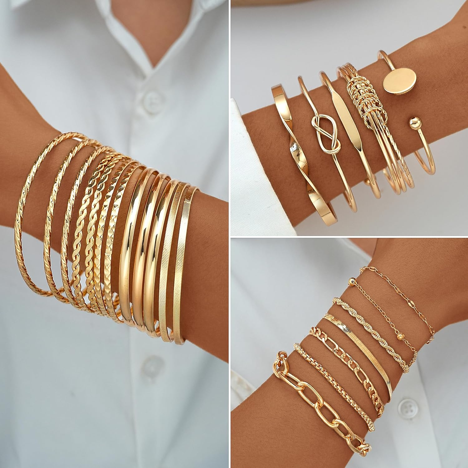 17 MILE 78 Pieces Gold Jewelry Set for Women, 9 Necklace, 24 Bracelet,