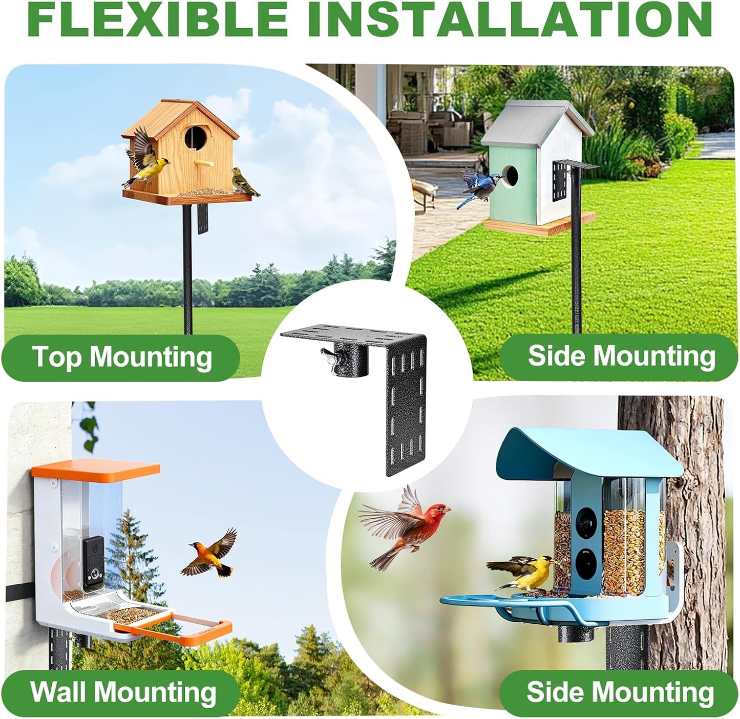 Bird Feeder Pole with Squirrel Baffle 92 Inch Bird House Poles Squirrel Proof for Outdoors Heavy Duty Smart Bird Feeding Station with Stainless Steel Spring Adjustable Height Mounting Pole