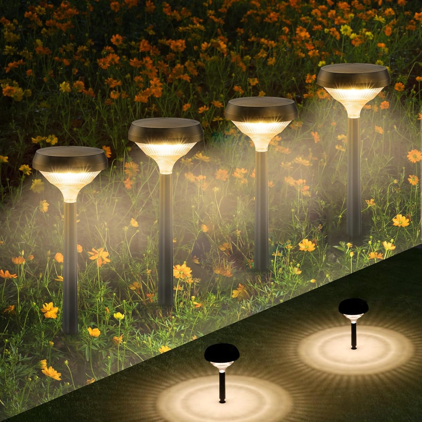 Linkind Solar Lights Outdoor 8 Pack, Solar Pathway Lights, Warm White 