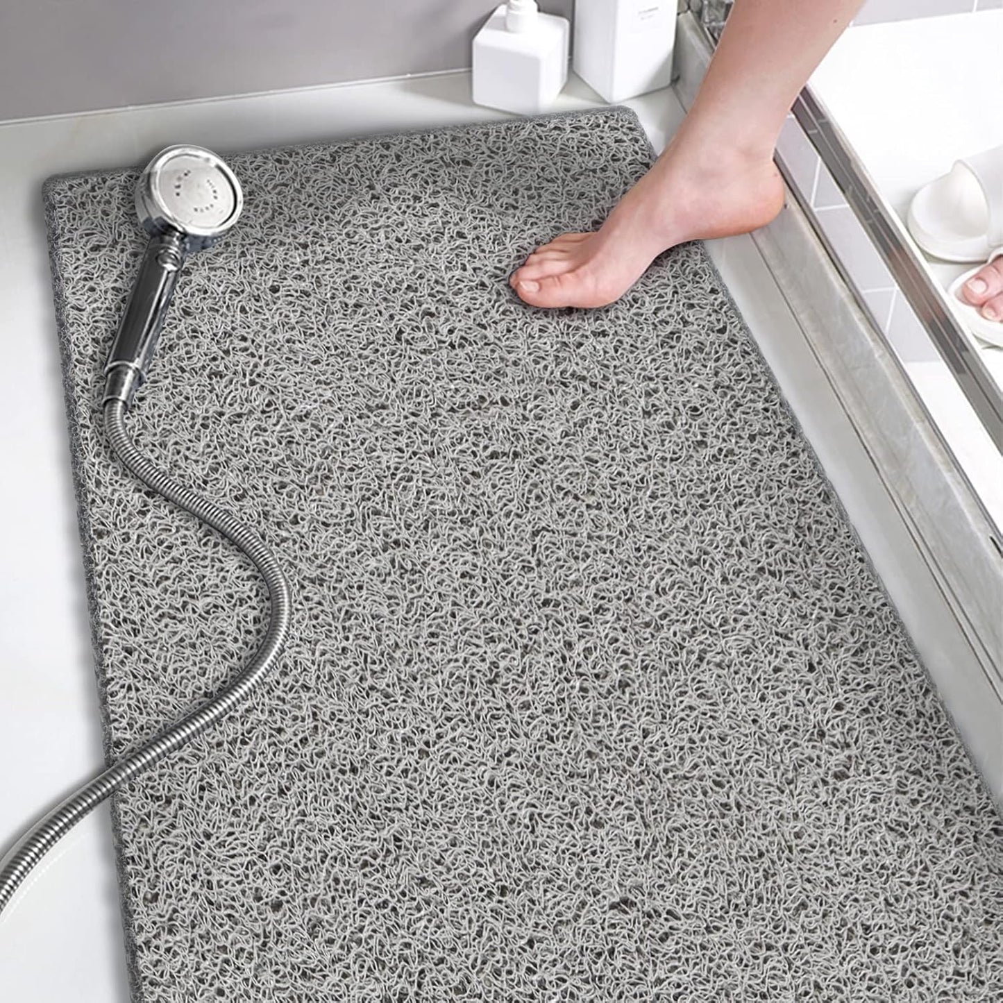 godehone Shower Mats Non Slip Without Suction Cups, PVC Loofah Bathroo