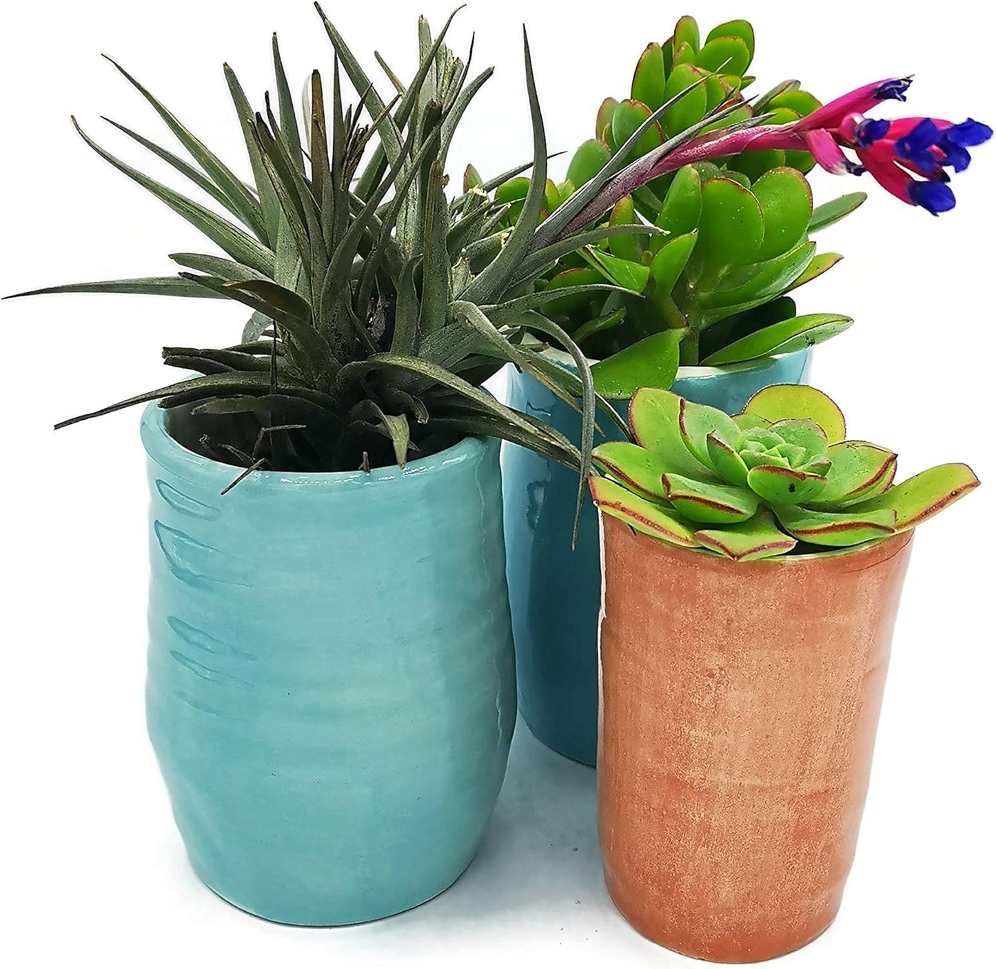 Turquoise Ceramic Planter with Drainage, Crock Cutlery or Utensil Hold