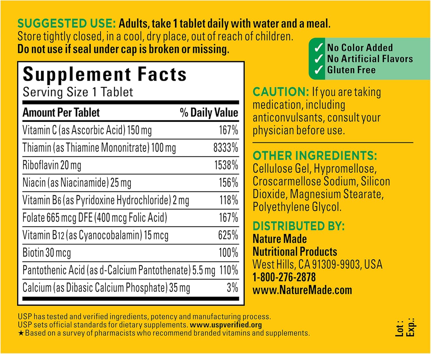 Nature Made Super B Complex with Vitamin C & Folic Acid, B Complex Vit