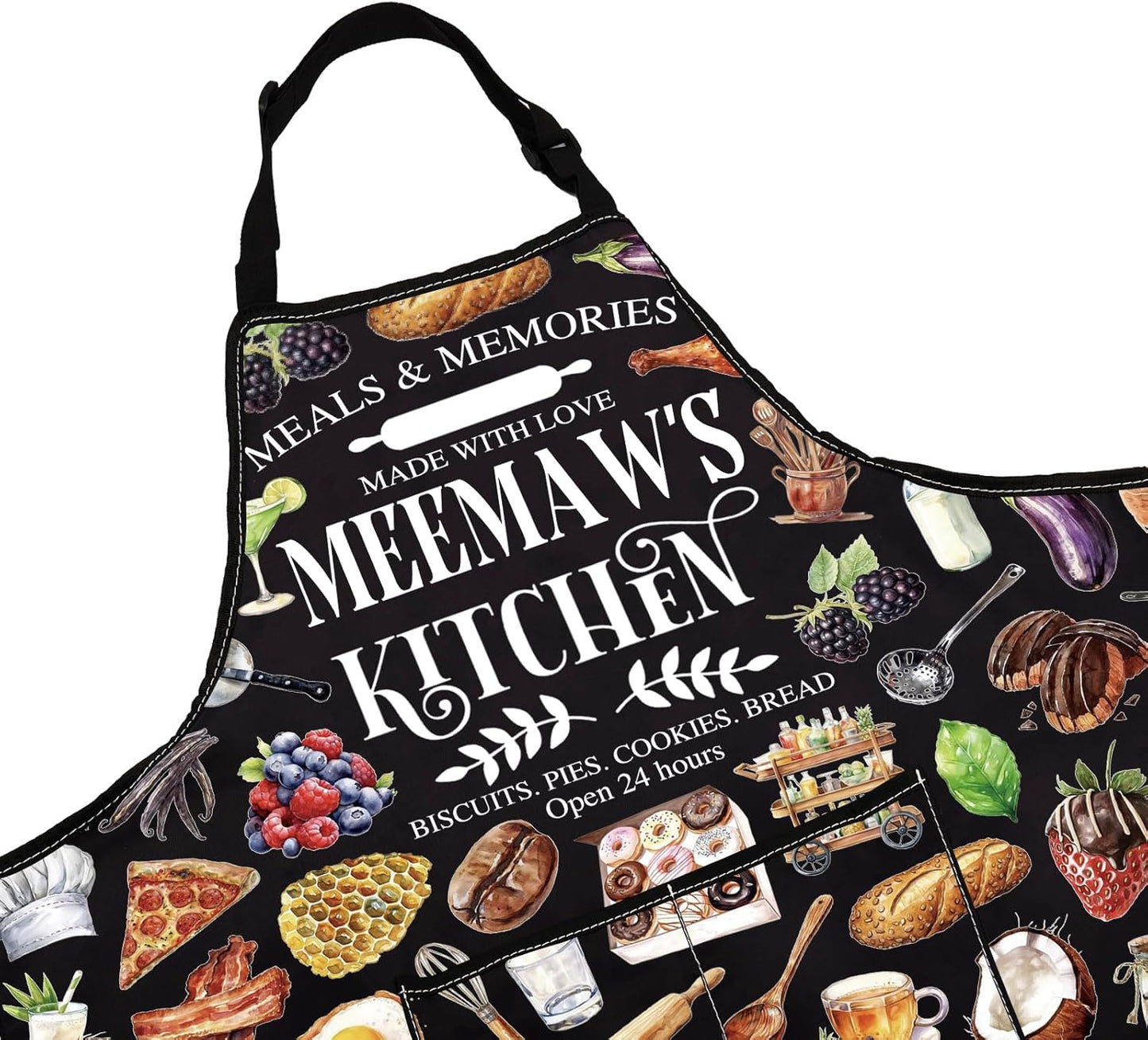 WCGXKO Meemaw’s Kitchen Apron Grandmother Birthday Gift Best Meemaw Ever Merch Mother’s Day Gift for Grandma